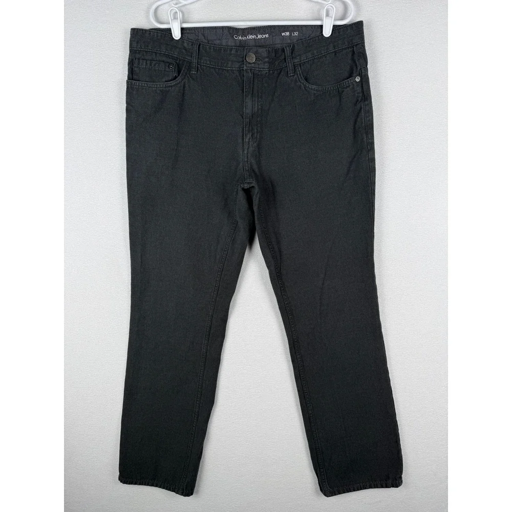 Calvin Klein Jeans‎ Mens 38x32 Washed Black Straight Leg 100% Cotton Denim Pants